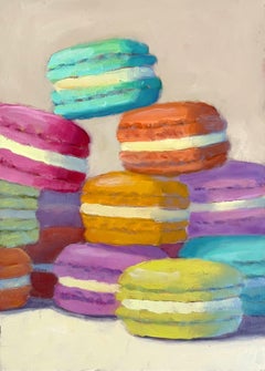 Macarons colorés, peinture à l'huile