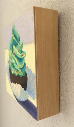 Mint Chocolate Cupcake, Oil Painting