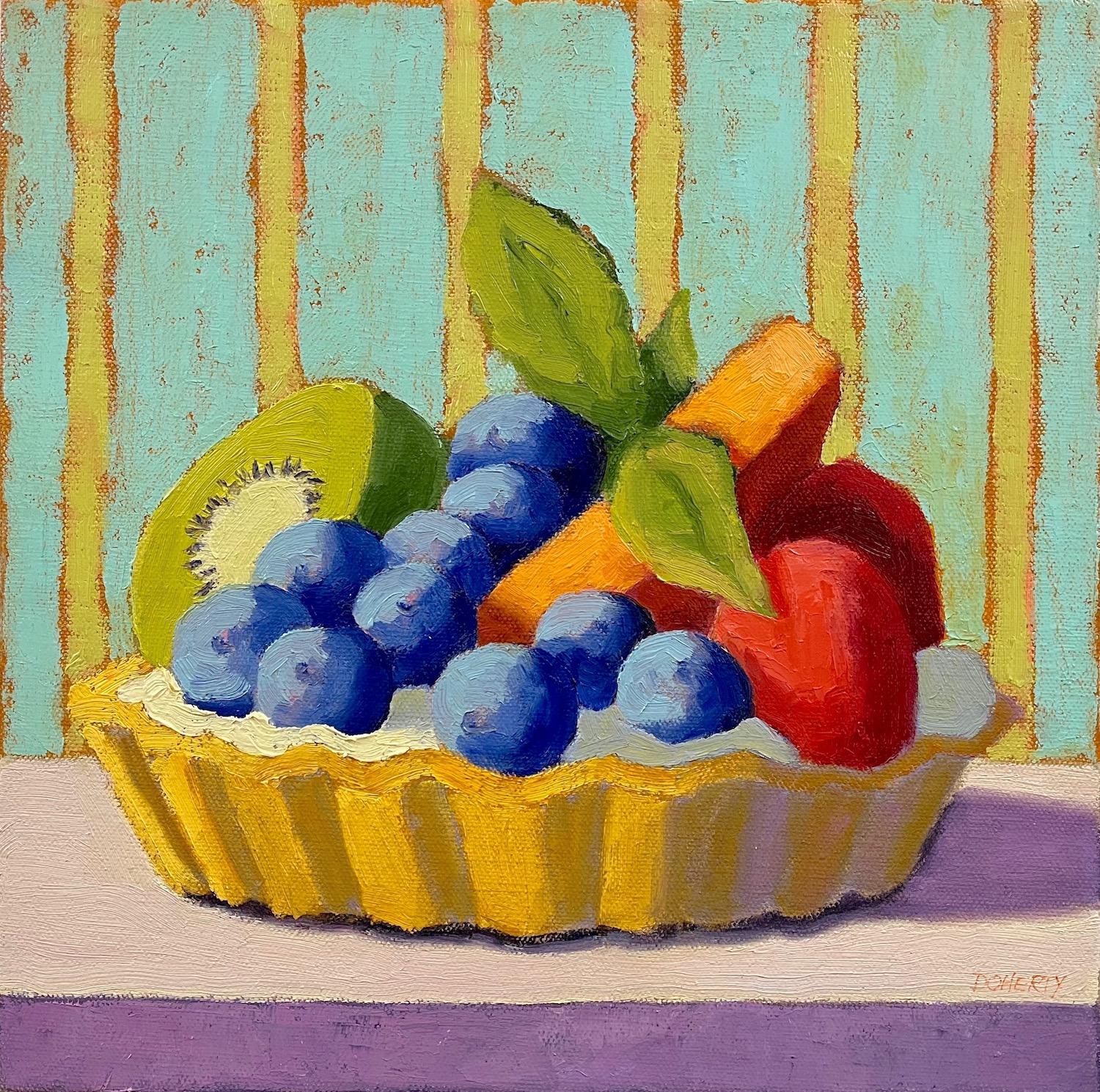 Still-Life Painting di Pat Doherty - Crostata di frutta mista, pittura ad olio