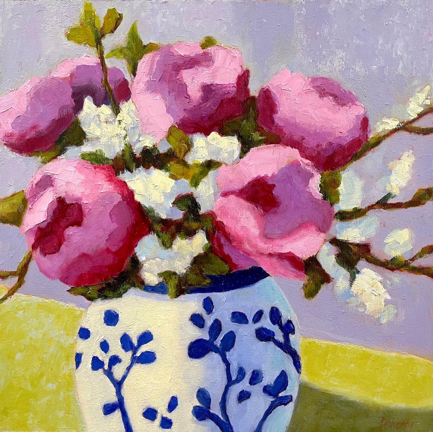 Pat Doherty Still-Life Painting - Pink Peonies, Oil Painting