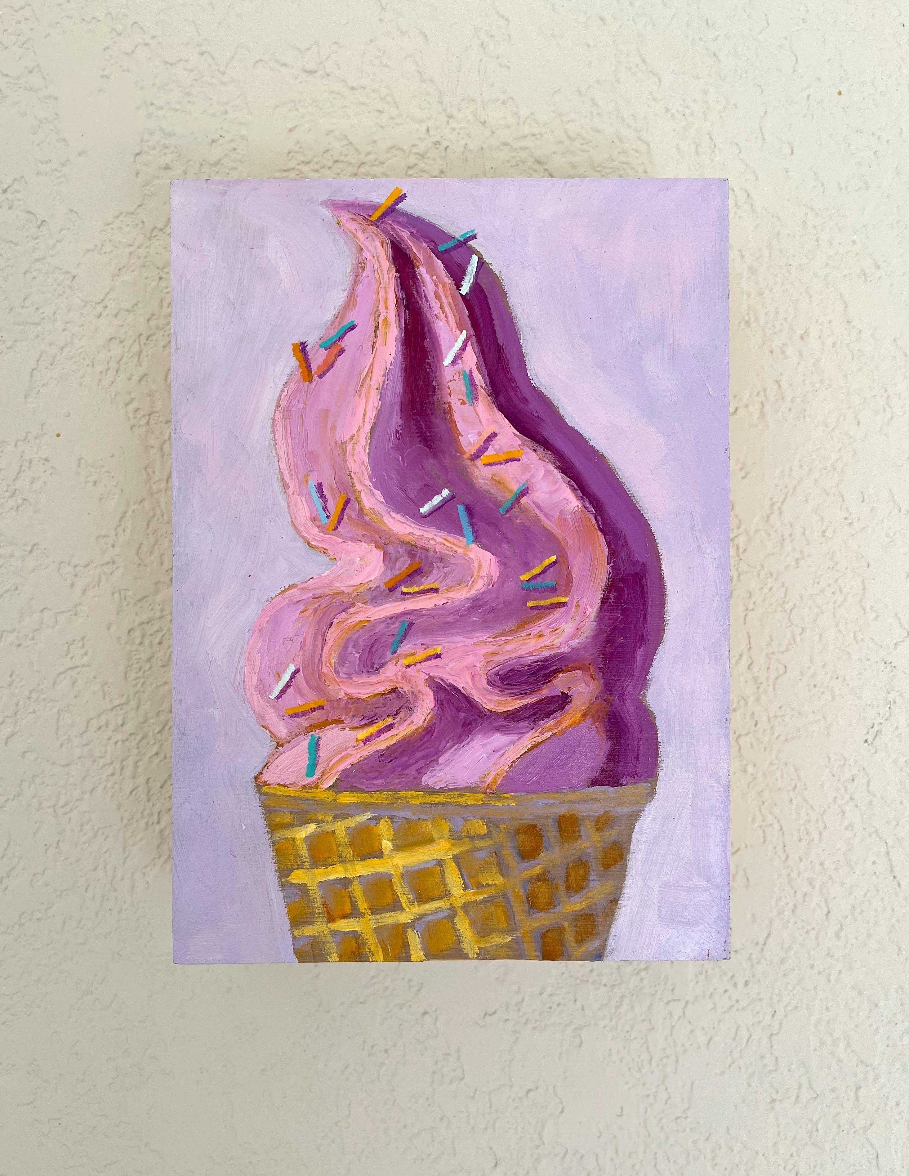 Strawberry Swirl with Sprinkles, Oil Painting For Sale 1