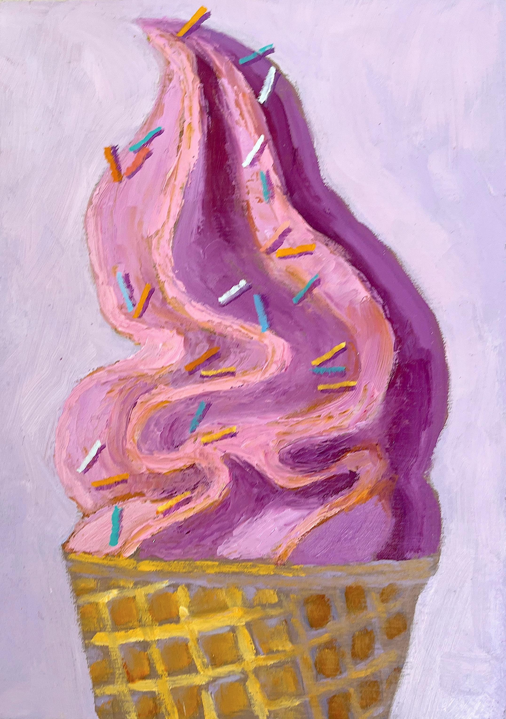 Pat Doherty Still-Life Painting - Strawberry Swirl with Sprinkles, Oil Painting
