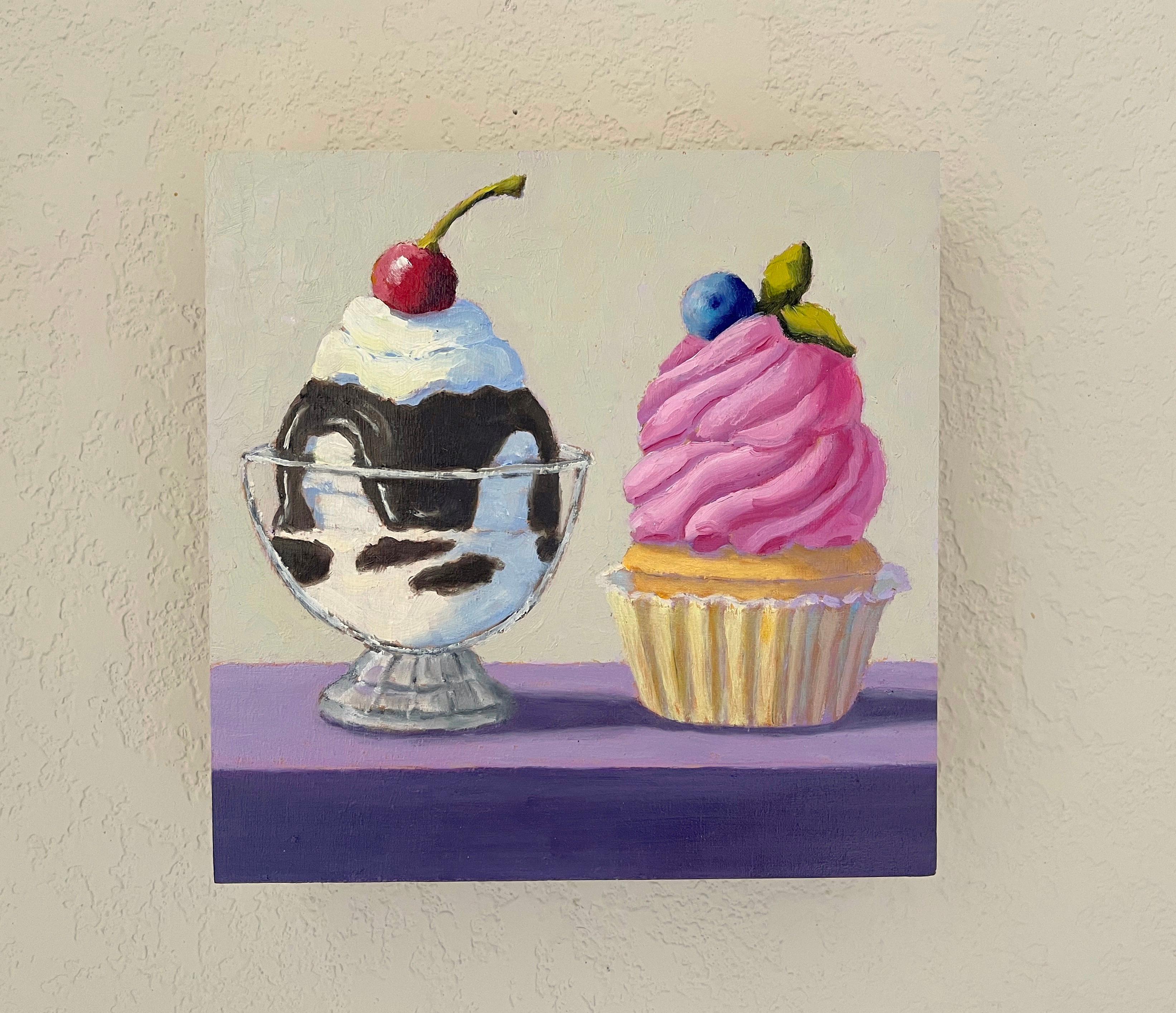 Sweet Treats, Oil Painting - Beige Still-Life Painting by Pat Doherty
