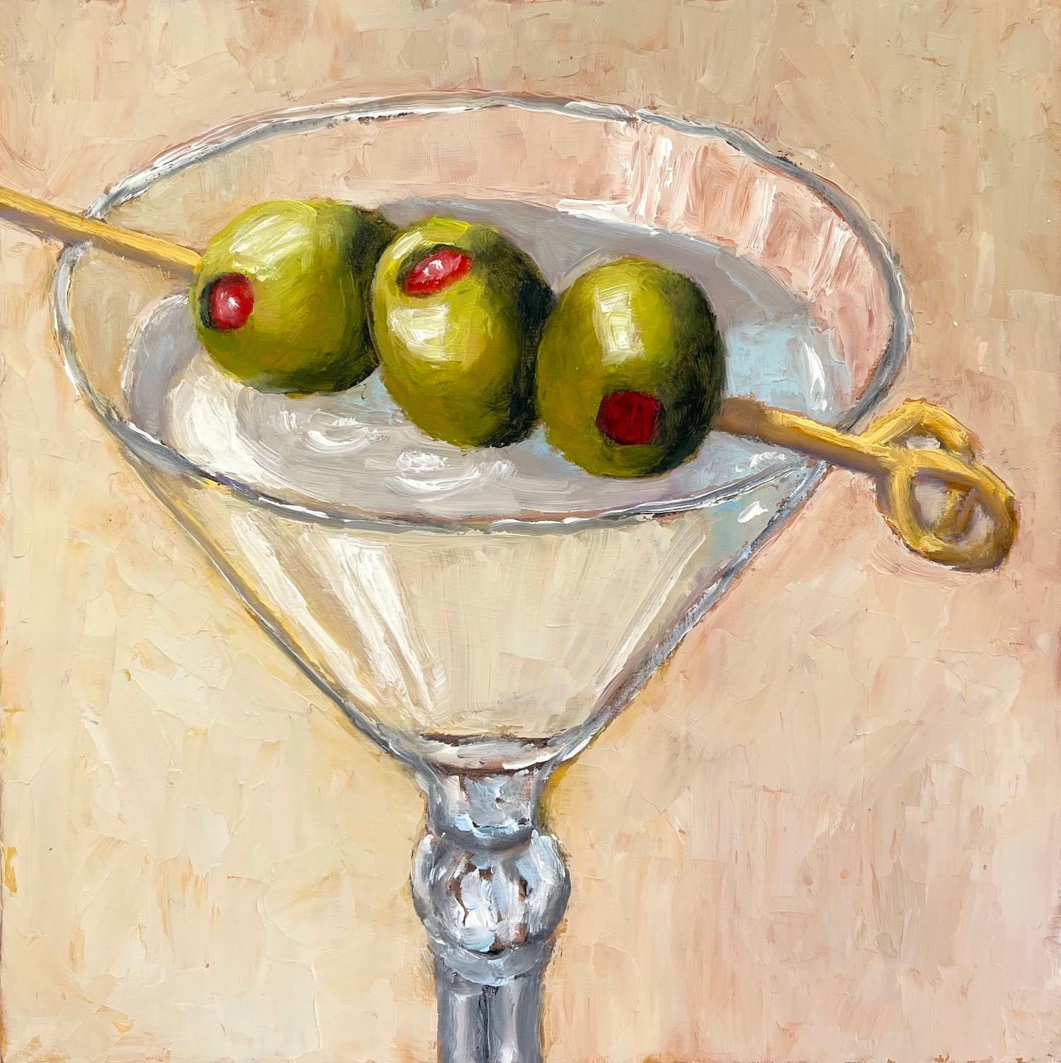Pat Doherty Still-Life Painting - Three Cocktail Olives, Oil Painting