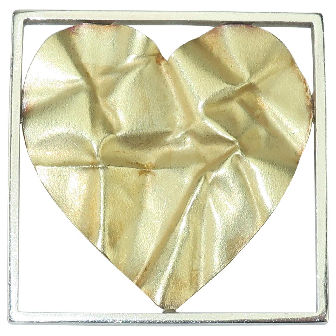 Pat Flynn 18K Gold & Sterling Silver Crumpled Heart Brooch