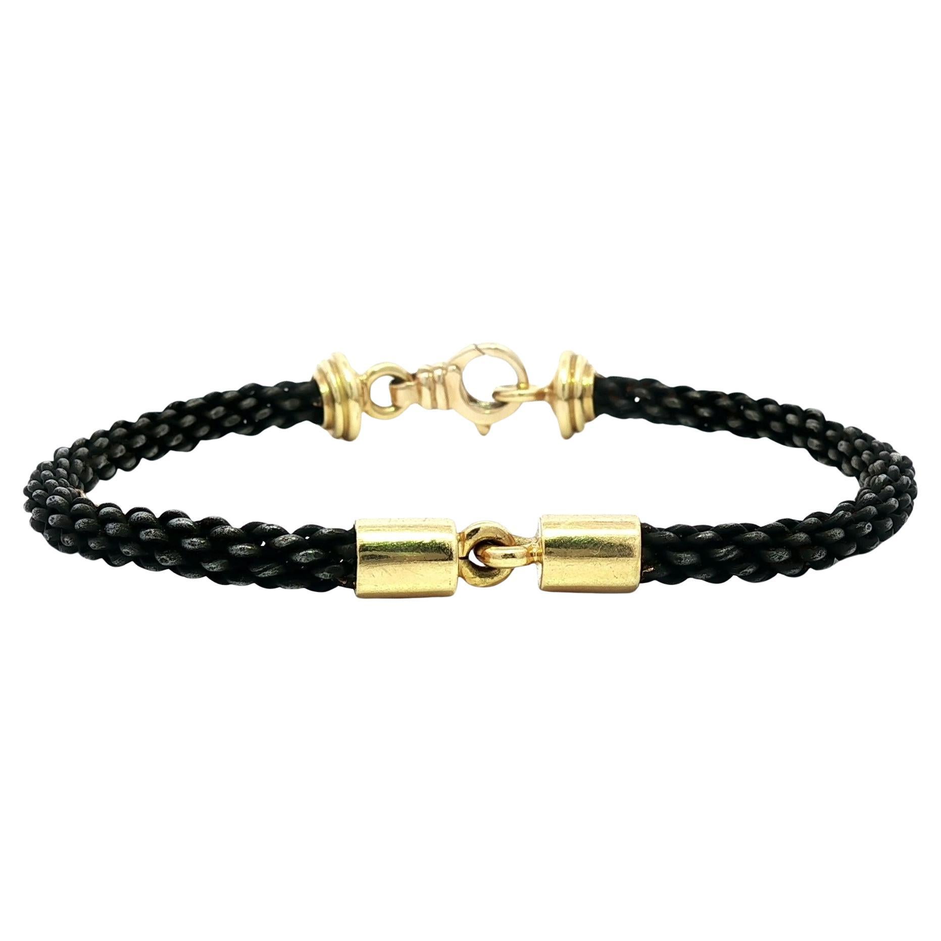 Pat Flynn Pulsera tejida de hierro y oro amarillo de 18 quilates con cierre de pinza de langosta en venta