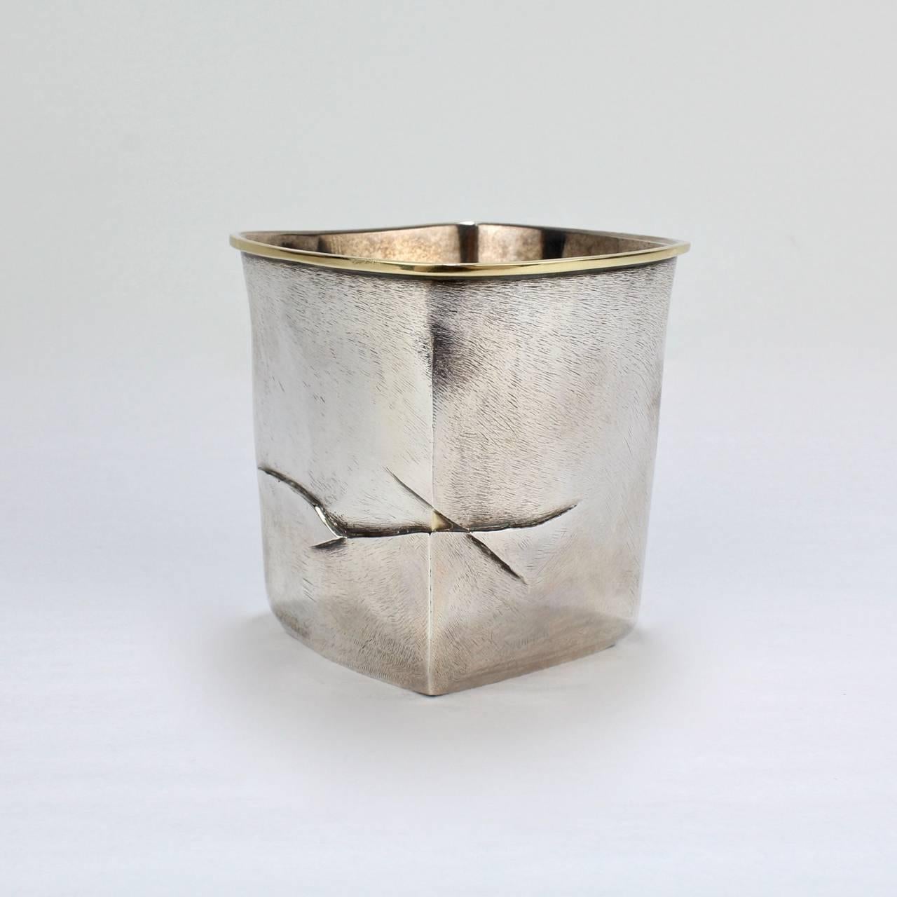 Women's or Men's Pat Flynn Mixed Metals Sterling Silver and 18 Karat Gold Beaker or Tumbler