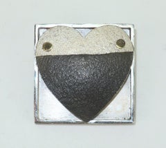 Pat Flynn Sterling, Nickel & 18K Heart Pin Brooch
