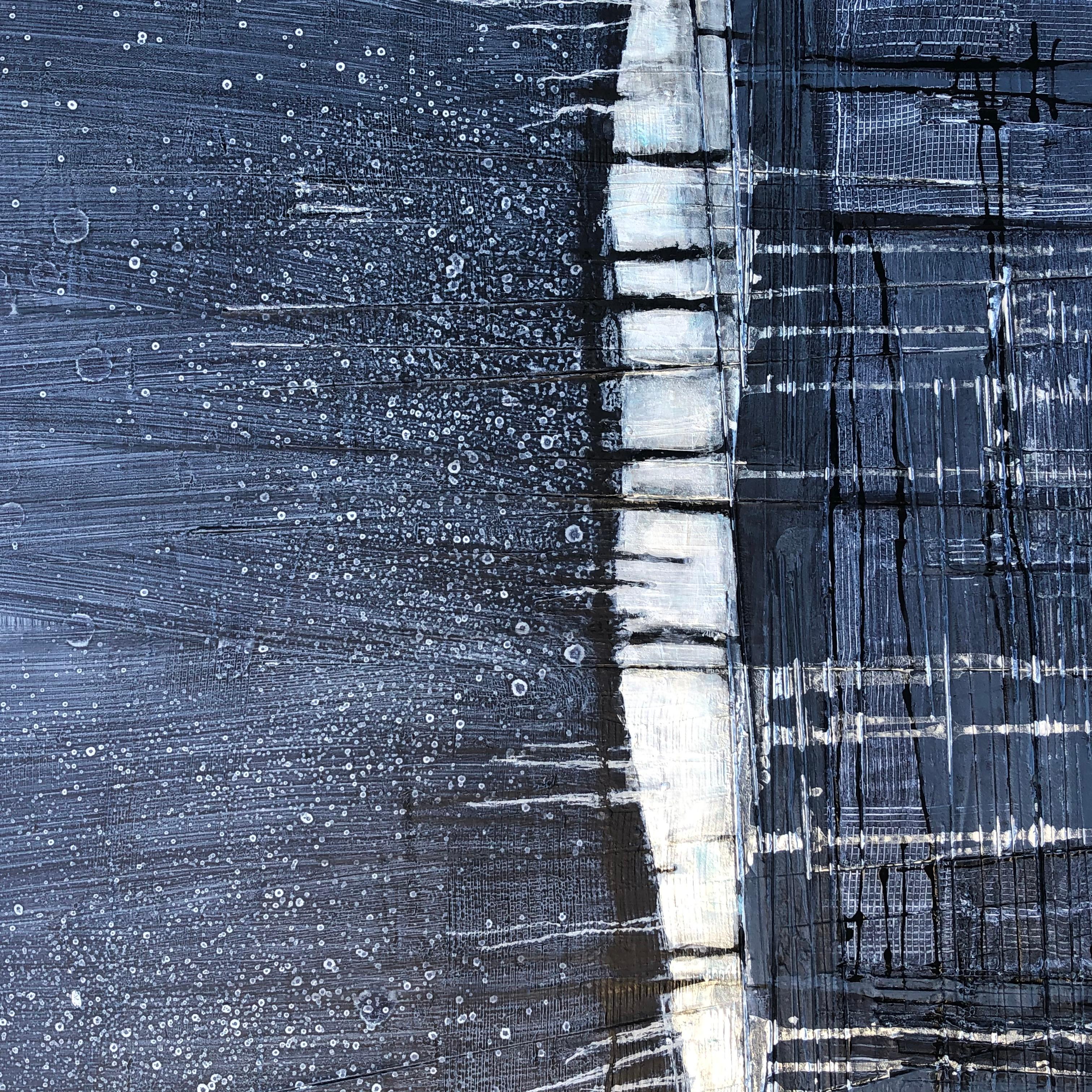 Pioggia notturna, pittura astratta - Abstract Painting Grigio di Pat Forbes