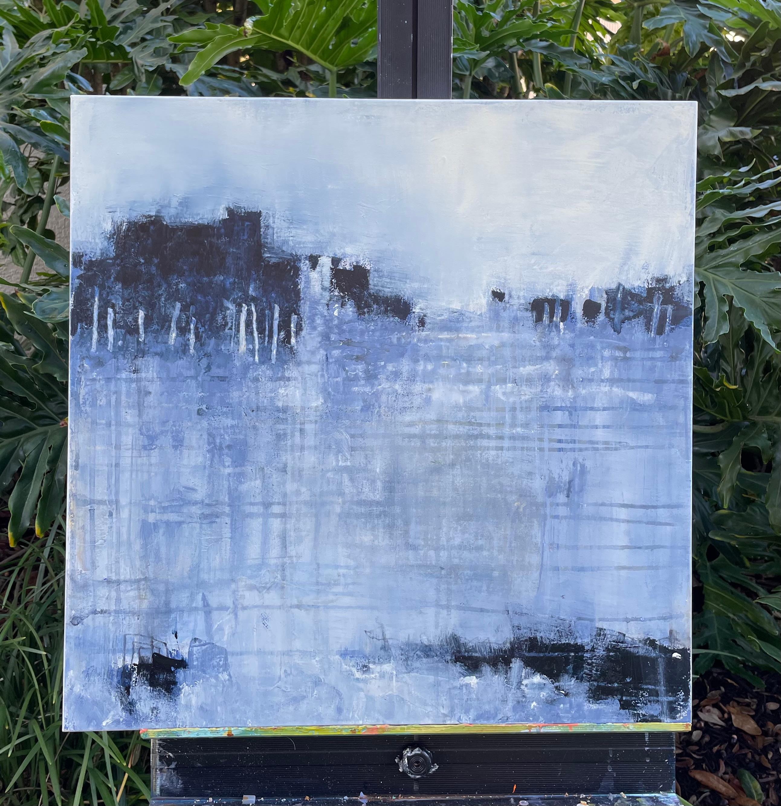 <p>Artist Comments<br>A divergent saturation of navy blue extends artist Pat Forbes' soothing abstract landscape. The fog blankets the bay on a cold fall day in New England. It coats the world in a cozy cottony haze, making everything feel out of