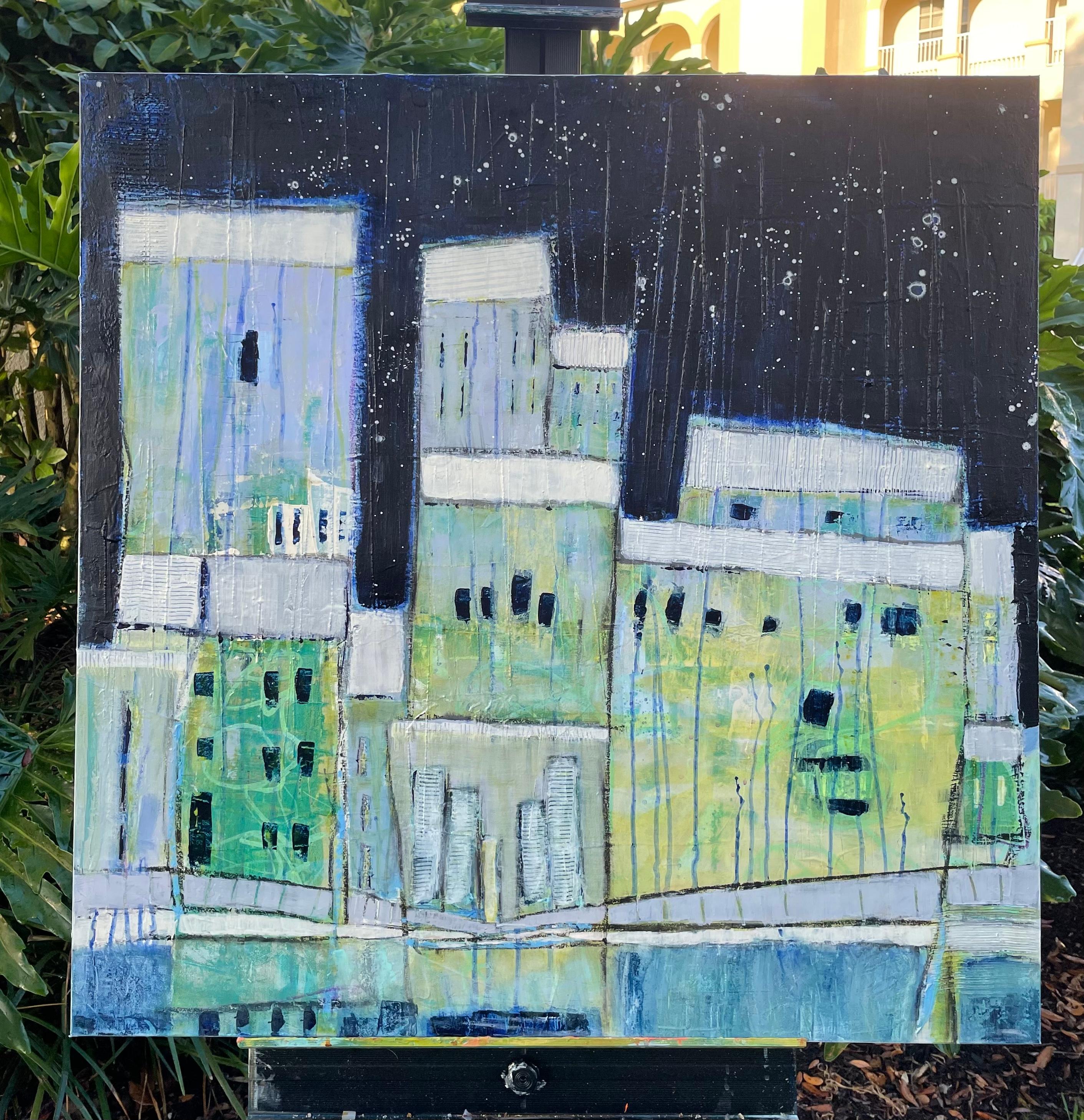 Escena callejera VII, Pintura abstracta - Painting Abstracto de Pat Forbes