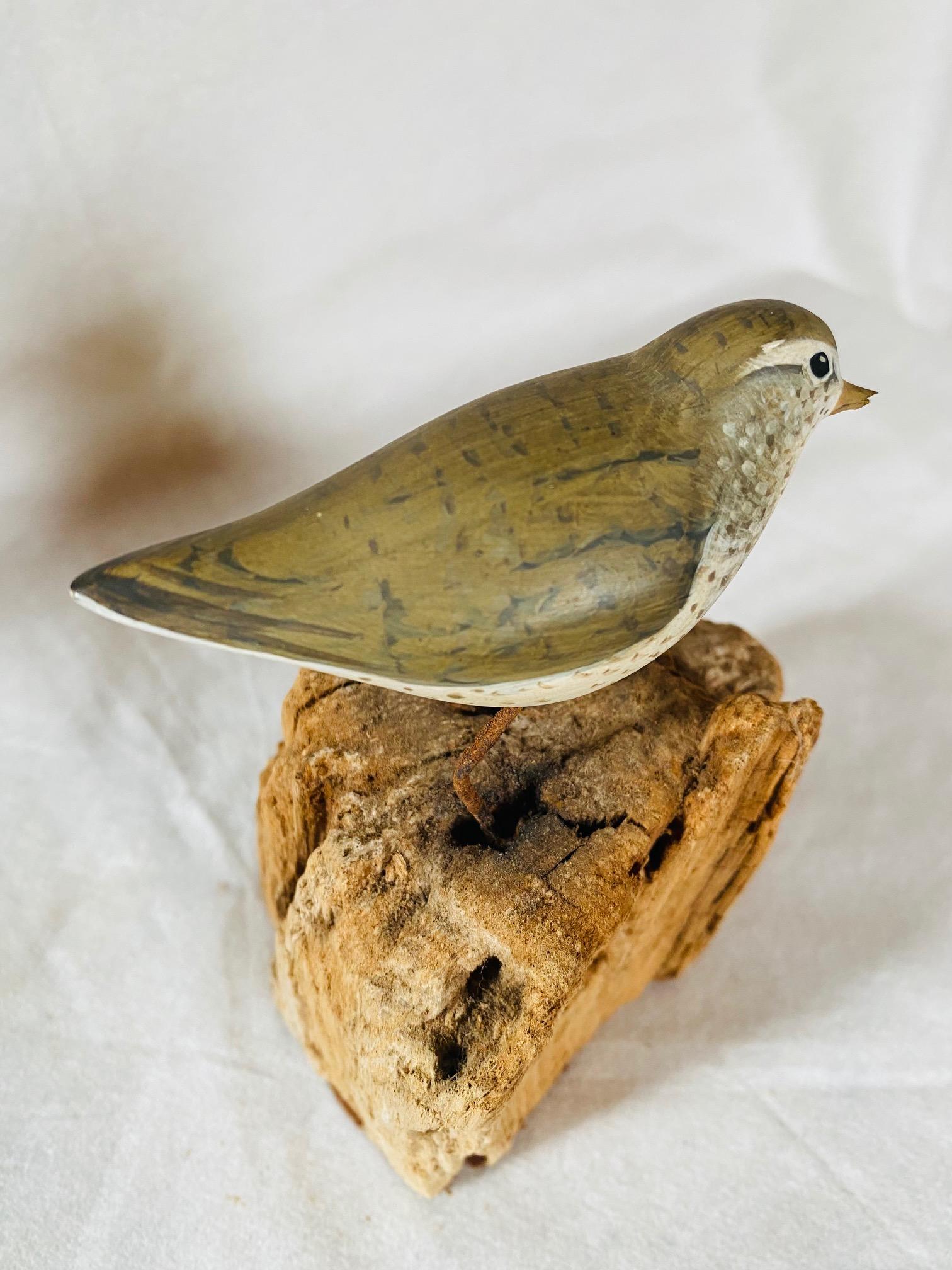 Folk Art Pat Gardner Carved and Decorated Spotted Sandpiper, 1977