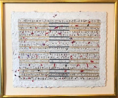 Tecnica mista unica su carta fatta a mano con foglia d'oro Edizione modernista