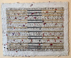 Unique Mixed Media on Handmade Paper with Gold Leaf Modernist Edition 