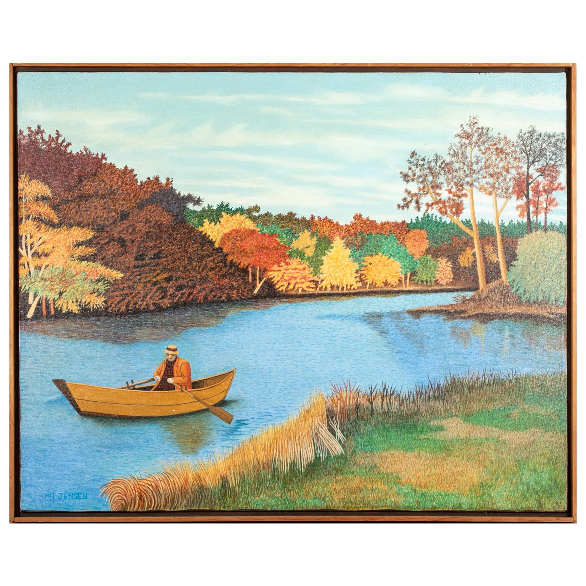 Pat Jensen, Oil On Canvas, "Falls River"