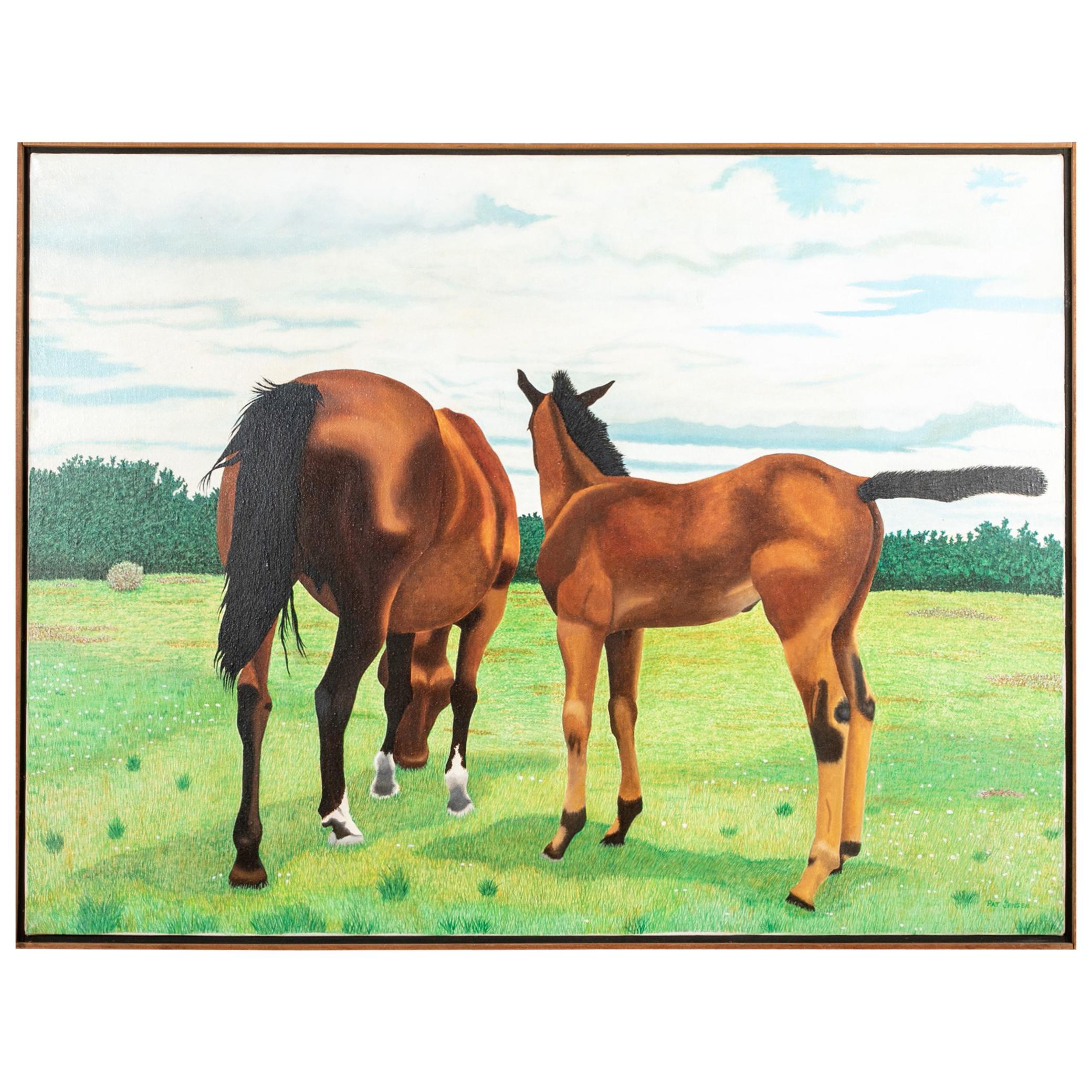 Pat Jensen Oil On Canvas, "Mare & Colt"