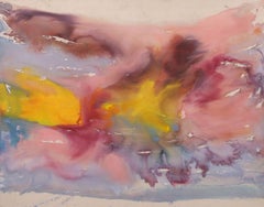 "It Rained on Thursday" Pat Lipsky, Color Field, Blue, Pink, Yellow, Abstract