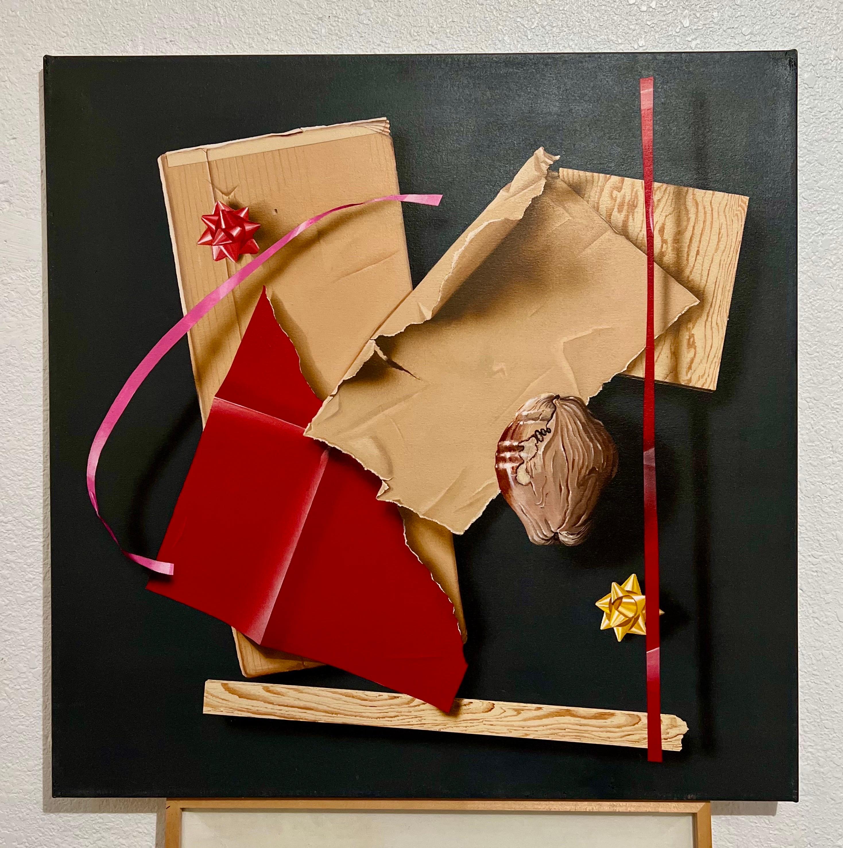 Cuadro grande trampantojo hiperrealismo abstracto surrealista foto arte realista - Painting de Pat Rosenstein