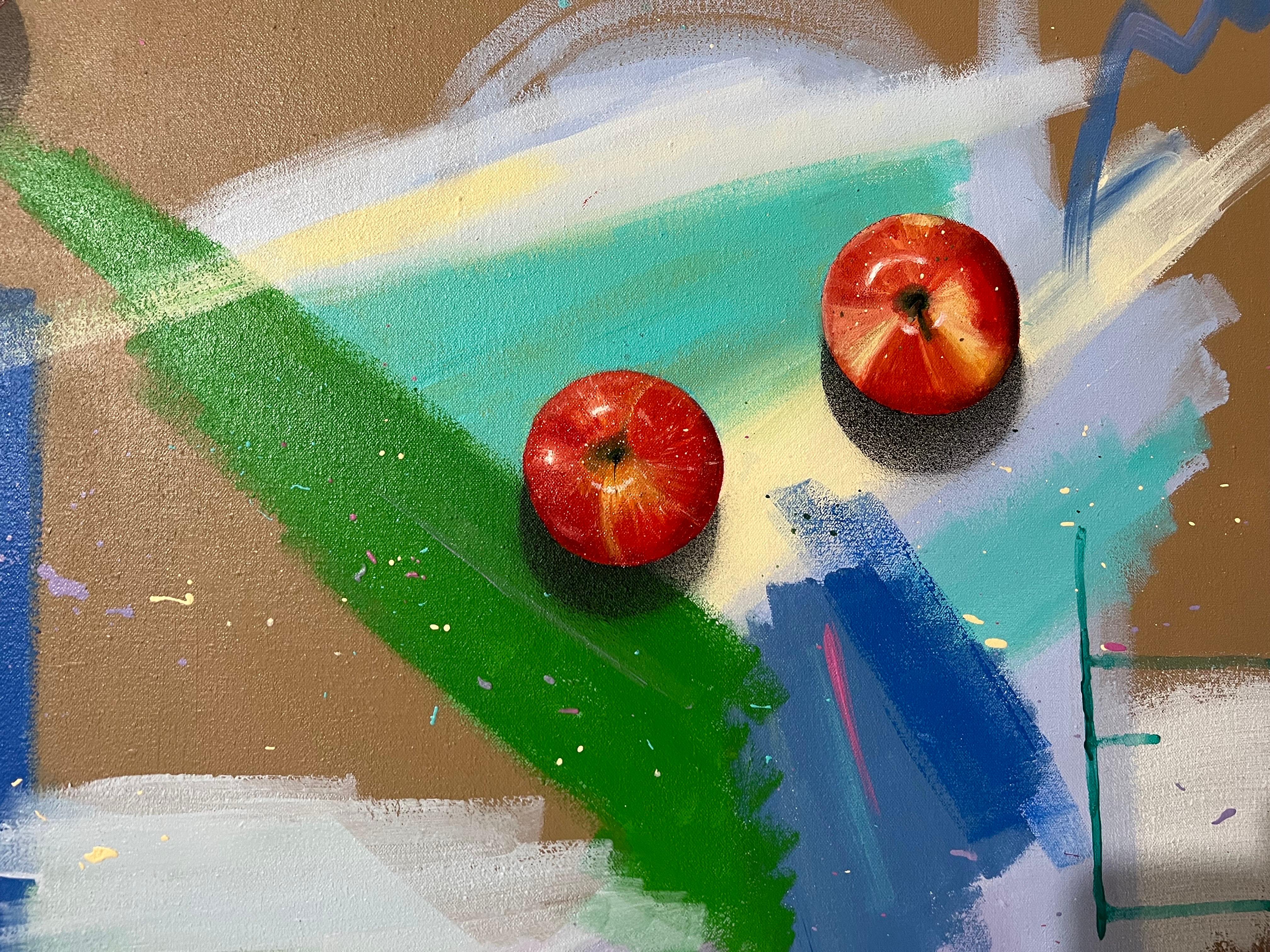 Große Trompe L'Oeil Hyperrealismus Malerei Abstrakt Surrealist Foto Realist Kunst (Braun), Still-Life Painting, von Pat Rosenstein