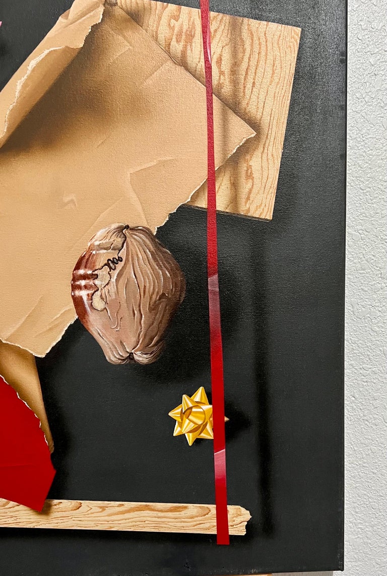 Pat Rosenstein Large Trompe L'oeil Hyperrealism Painting Abstract