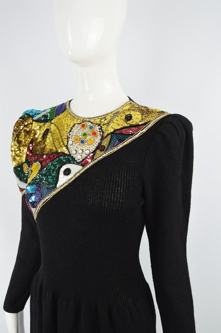 Pat Sandler 60s Mod Sequin Mini Dress, Silver/Gold Very Sparkly Party Dress S