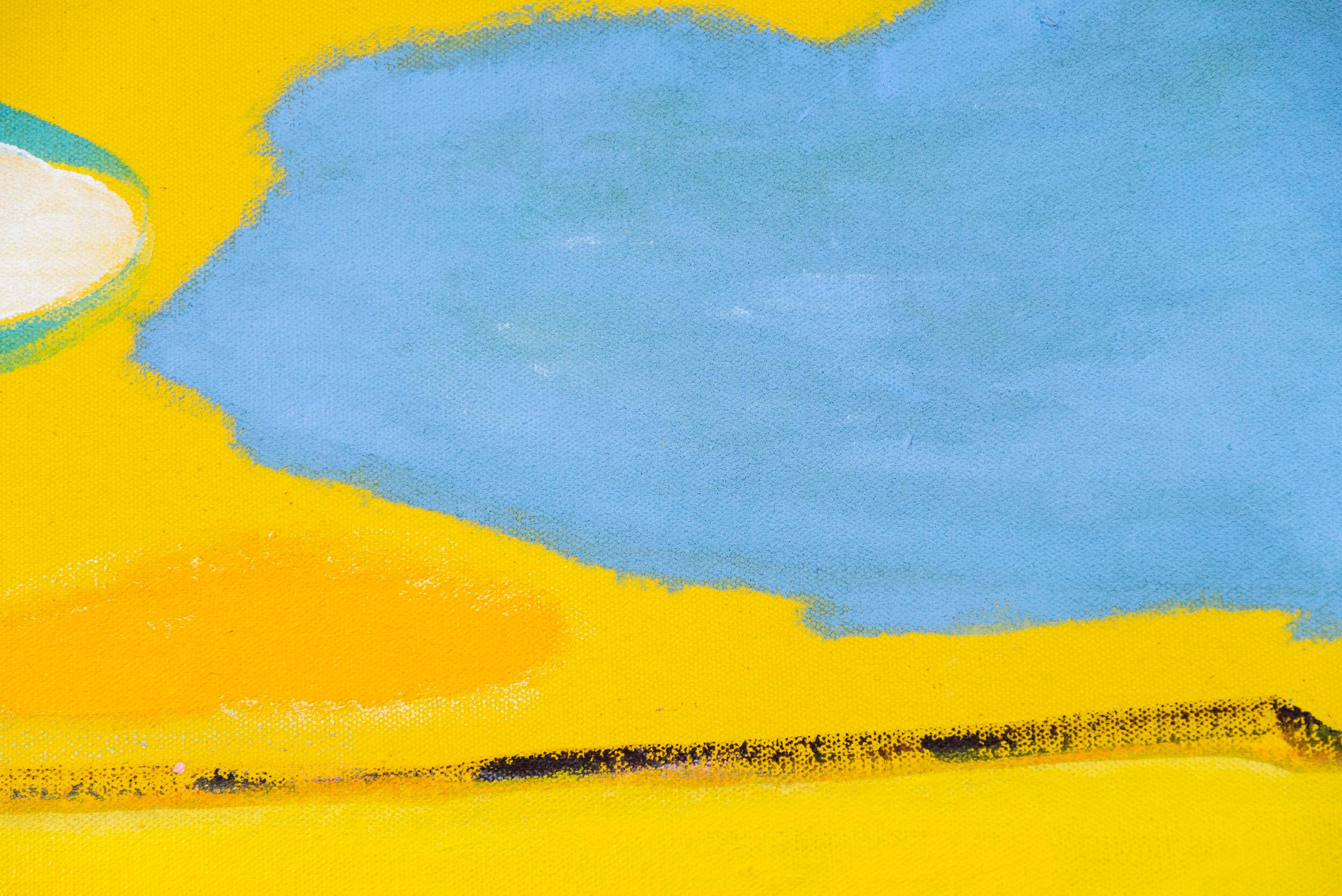 After Noon - bright, colorful, minimalist, abstract landscape, acrylic on canvas For Sale 3