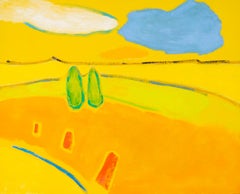 After Noon - bright, colorful, minimalist, abstract landscape, acrylic on canvas
