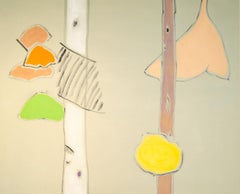 After Picasso - colourful, expressive, abstract landscape, acrylic on canvas