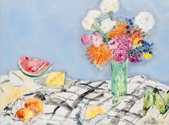 August Still Life - contemporary, floral, still life, acrylic and oil on canvas