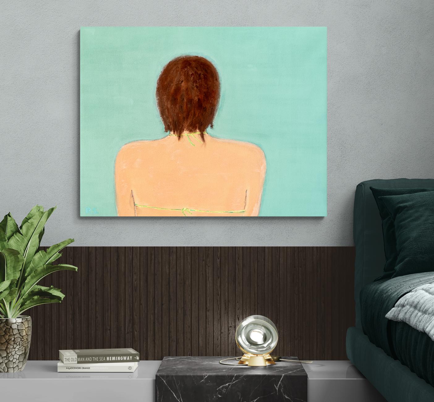 Back 2 - swimmer, minimal, contemporary, figurative, acrylic on canvas For Sale 8