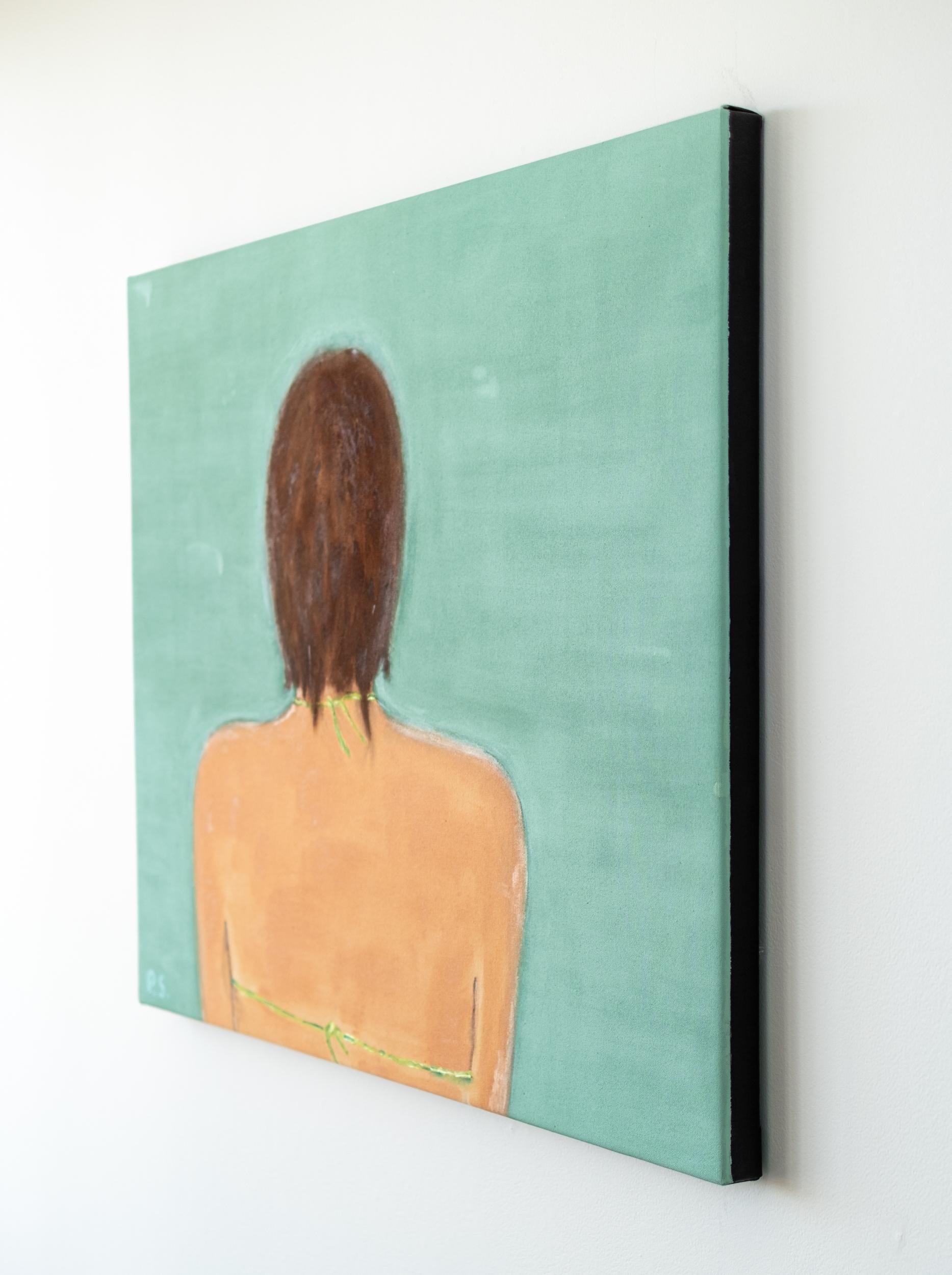 This contemporary minimalist painting of a swimmer is by Pat Service.
 
Highly regarded as one of Canada’s finest landscape artists, in her decades long career Pat Service has also explored other genres and subjects. This series of paintings are