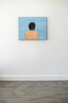 Back 3 - nuotatore, minimal, contemporaneo, figurativo, acrilico su tela