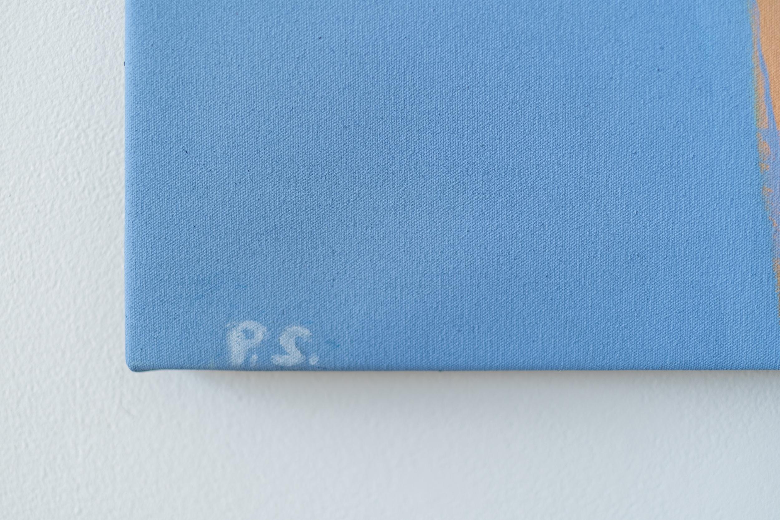 Back 1 - swimmer, minimal, contemporary, figurative, acrylic on canvas - Blue Abstract Painting by Pat Service