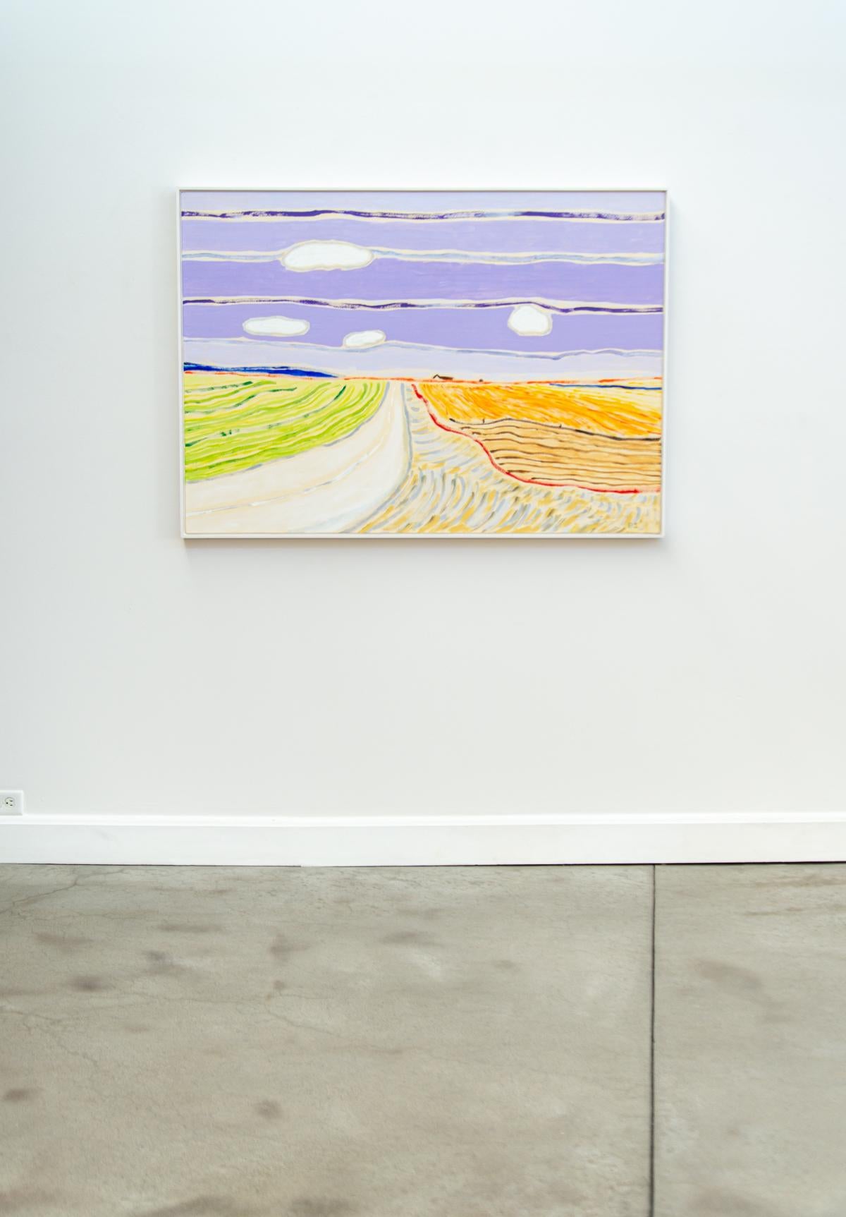 Crops - grand paysage abstrait, brillant, coloré, acrylique sur toile - Contemporain Painting par Pat Service