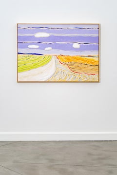 Crops - large, bright, colorful, abstracted landscape, acrylic on canvas