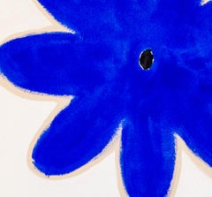 Daisy, Blue - colourful, expressive, abstract floral, acrylic on canvas