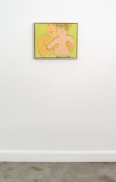 Father & Son - colorful, expressive, abstracted figurative, acrylic on canvas