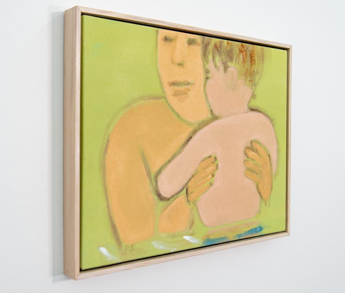 Vater und Sohn – farbenfrohes, ausdrucksstarkes, abstrahiertes figuratives Gemälde, Acryl auf Leinwand (Abstrakt), Painting, von Pat Service