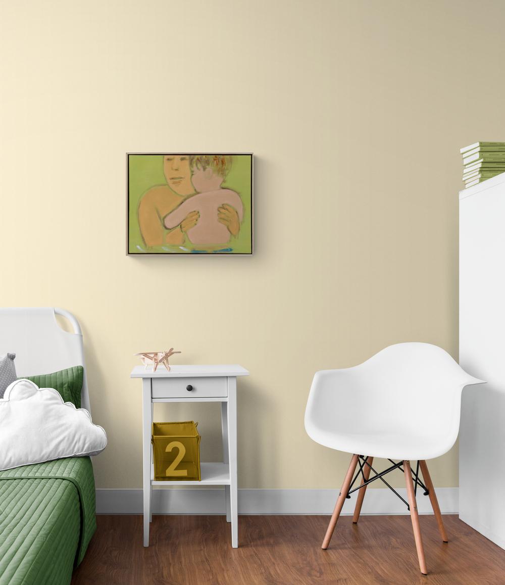 Vater und Sohn – farbenfrohes, ausdrucksstarkes, abstrahiertes figuratives Gemälde, Acryl auf Leinwand im Angebot 2