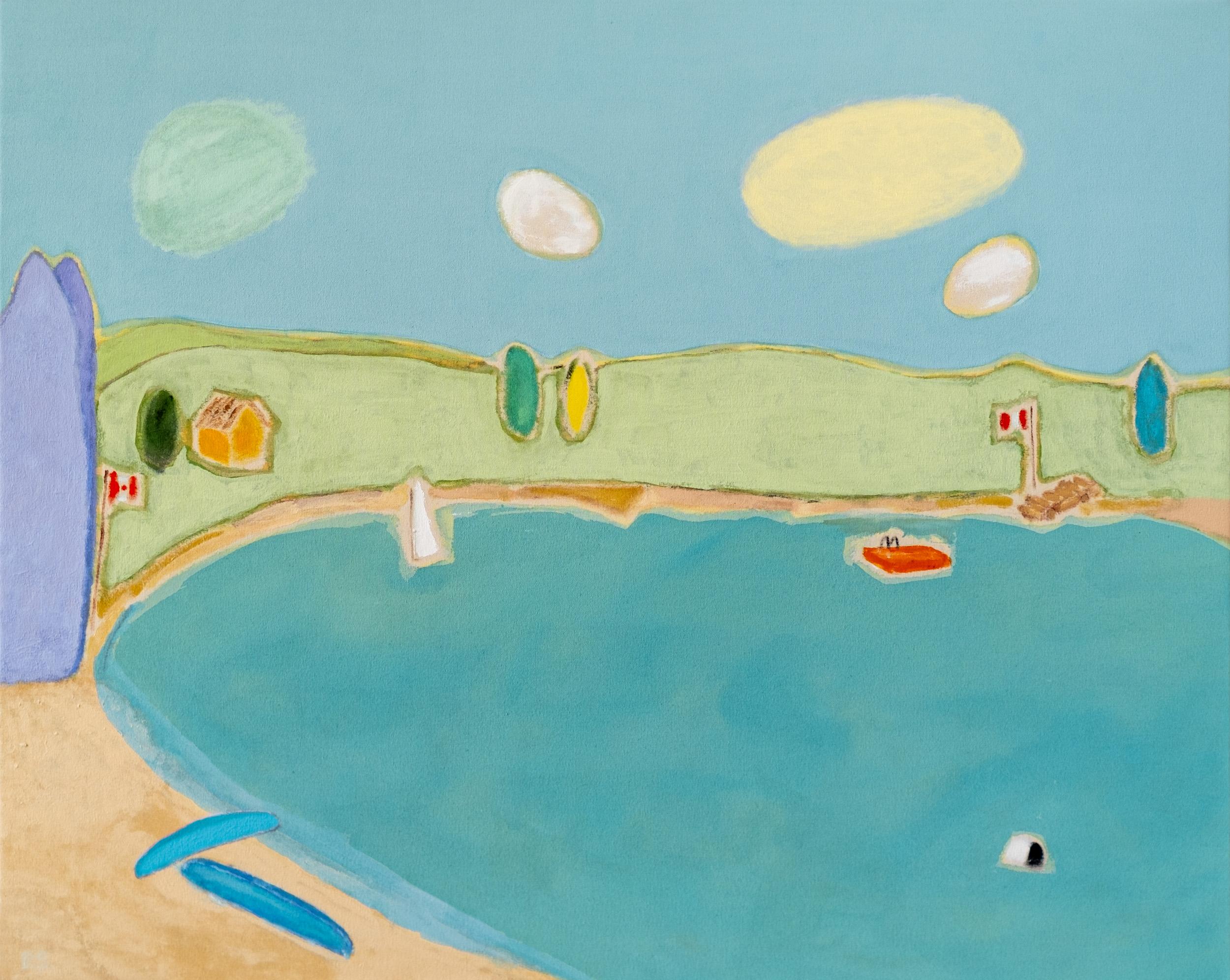 Landscape Painting Pat Service - Jour du drapeau - contemporain, minimaliste, paysage, acrylique sur toile