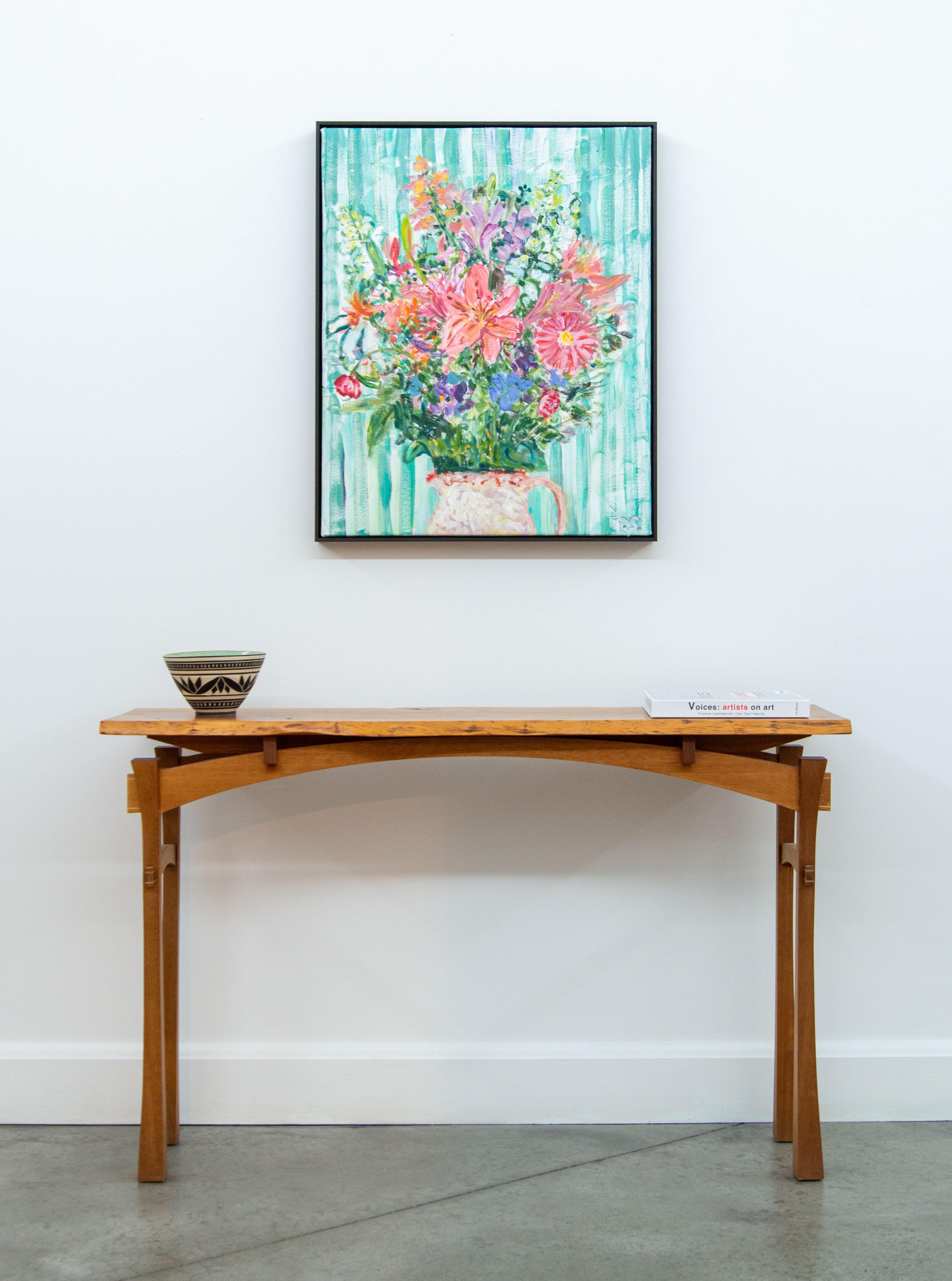Fresh Flowers - contemporary, floral still life, acrylic and oil on canvas For Sale 9