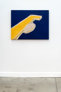 Oro - atrevido, colorido, minimalista, paisaje acuático abstracto, acrílico sobre lienzo