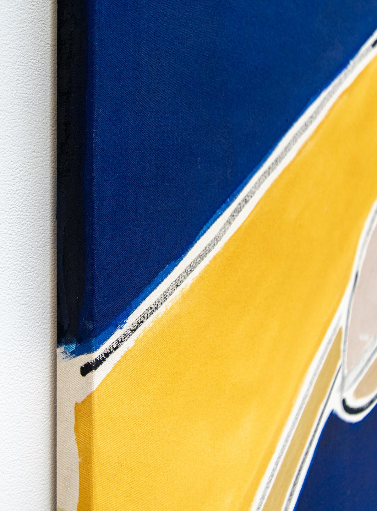 Gold - kühne, farbenfrohe, minimalistische, abstrahierte Wasserlandschaft, Acryl auf Leinwand (Schwarz), Abstract Painting, von Pat Service