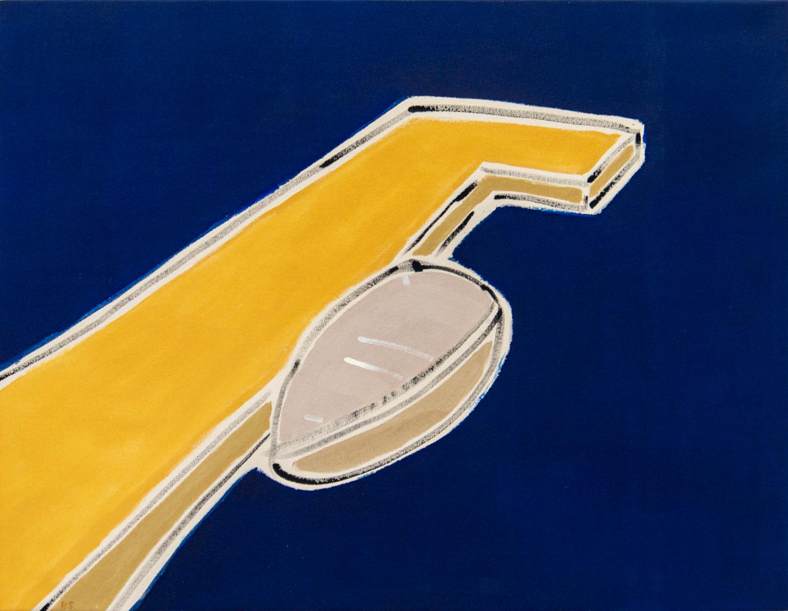 Pat Service Abstract Painting – Gold - kühne, farbenfrohe, minimalistische, abstrahierte Wasserlandschaft, Acryl auf Leinwand