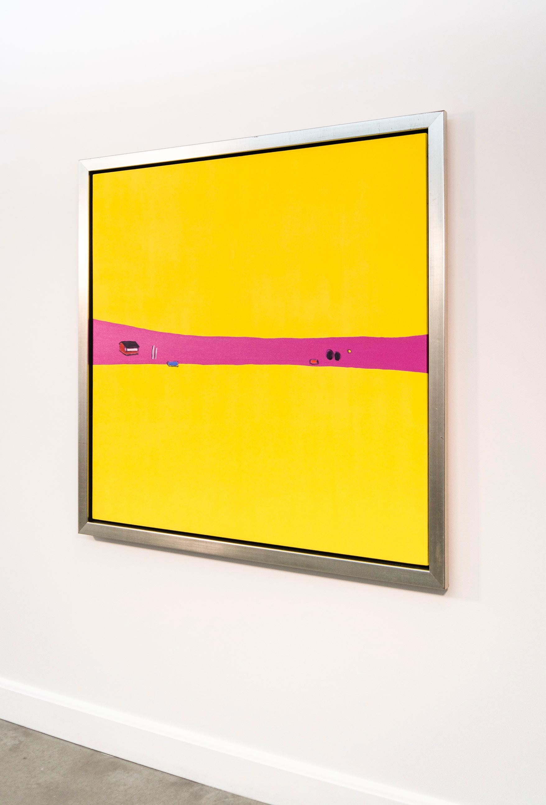 Goldilocks - paysage abstrait, lumineux, coloré, minimaliste, acrylique sur toile - Painting de Pat Service