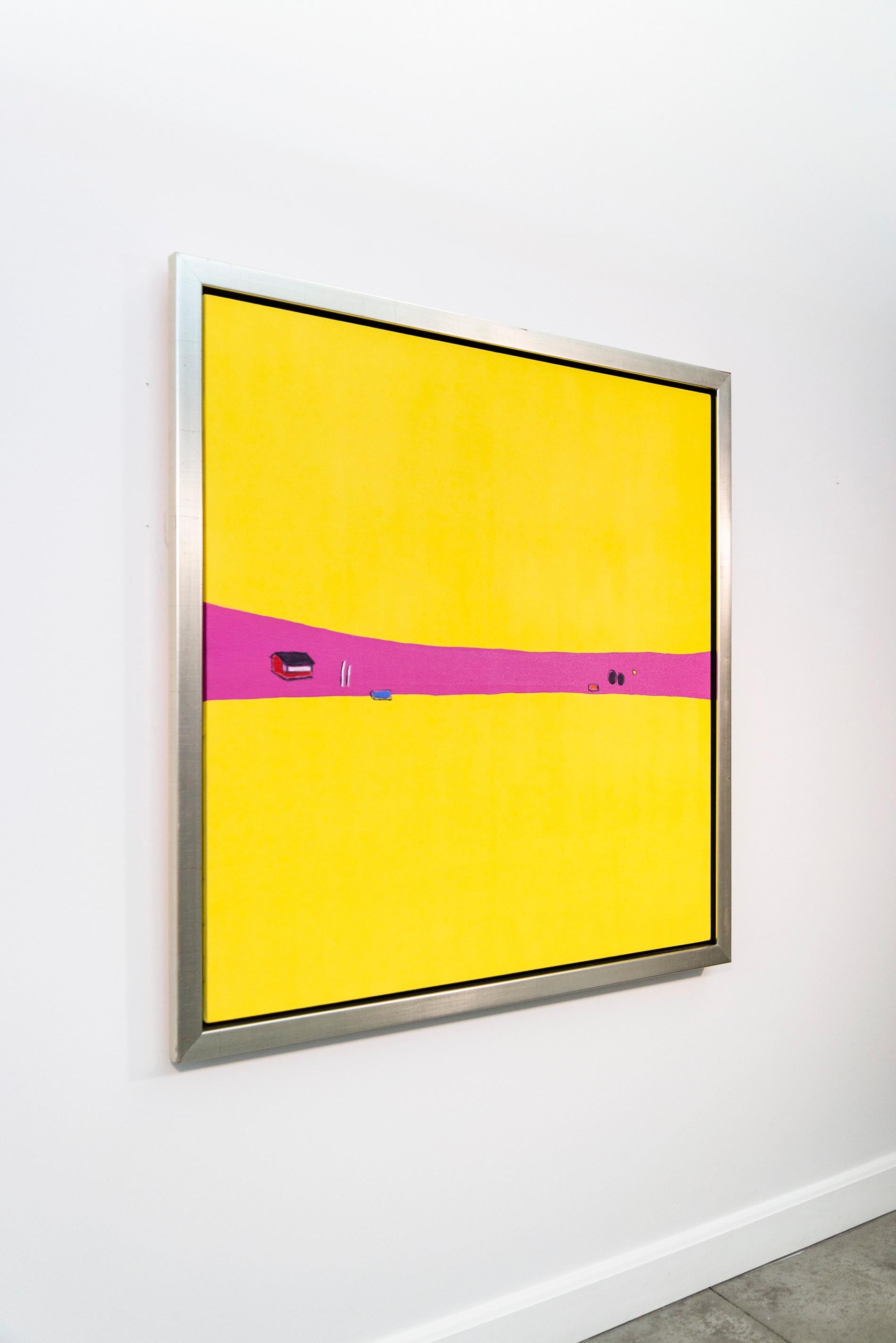 Goldilocks - paysage abstrait, lumineux, coloré, minimaliste, acrylique sur toile - Abstrait Painting par Pat Service