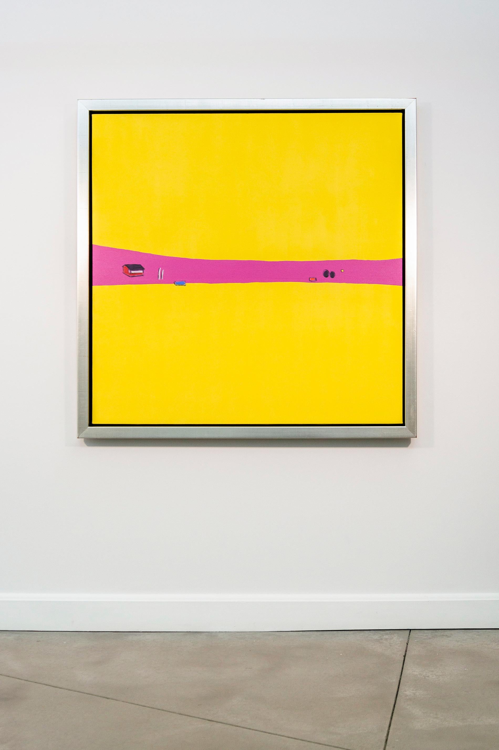 Goldilocks - paysage abstrait, lumineux, coloré, minimaliste, acrylique sur toile - Jaune Abstract Painting par Pat Service