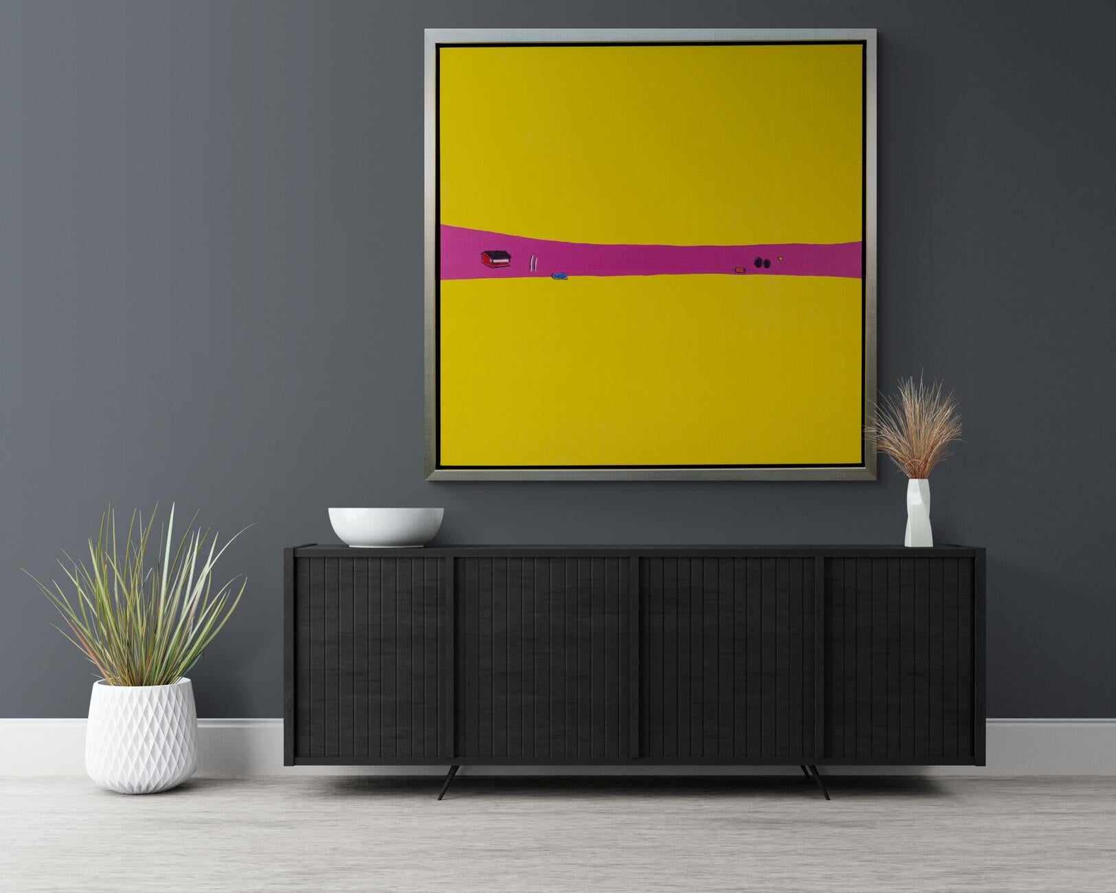 Goldilocks - paysage abstrait, lumineux, coloré, minimaliste, acrylique sur toile en vente 2