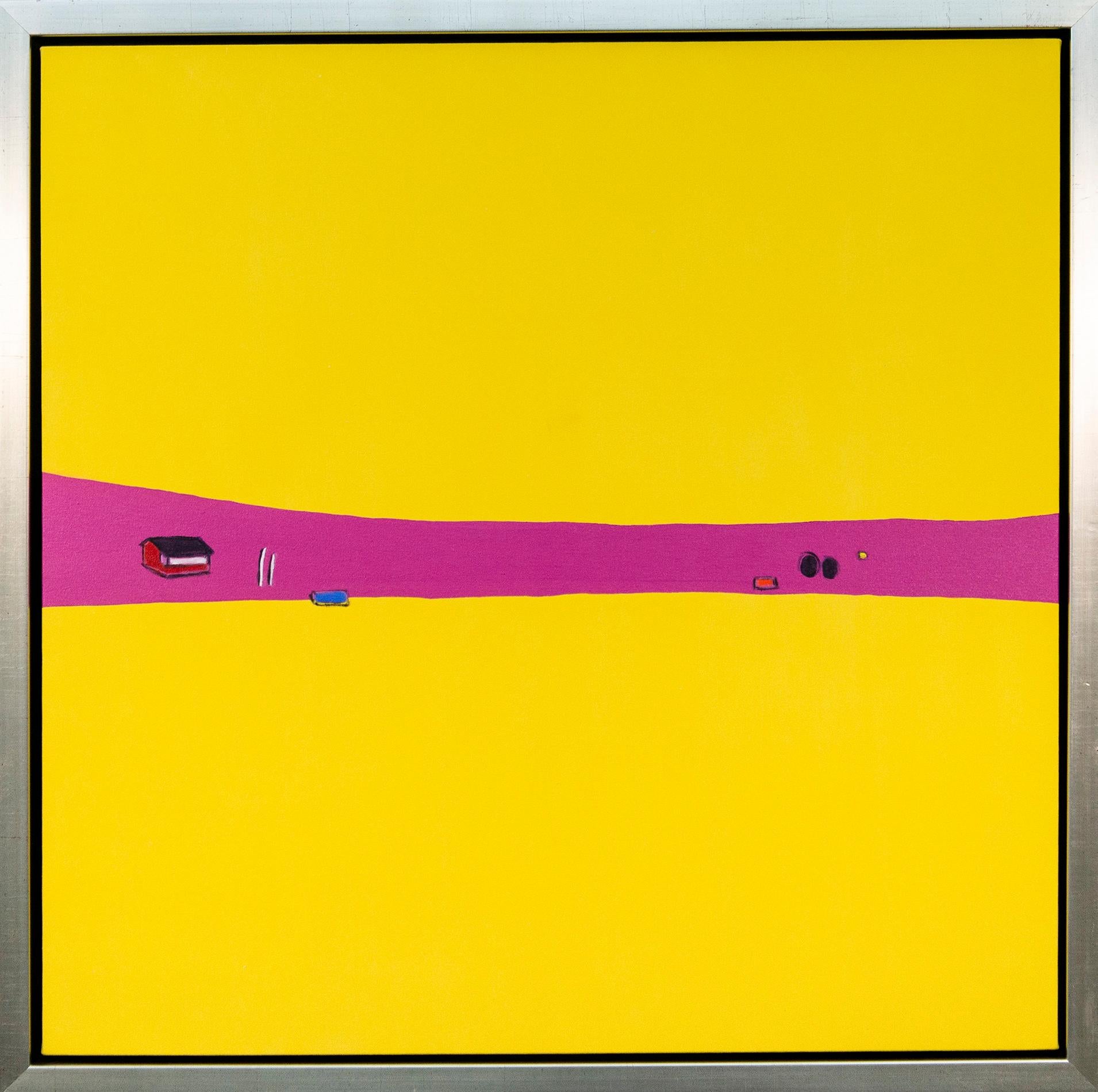 Abstract Painting Pat Service - Goldilocks - paysage abstrait, lumineux, coloré, minimaliste, acrylique sur toile