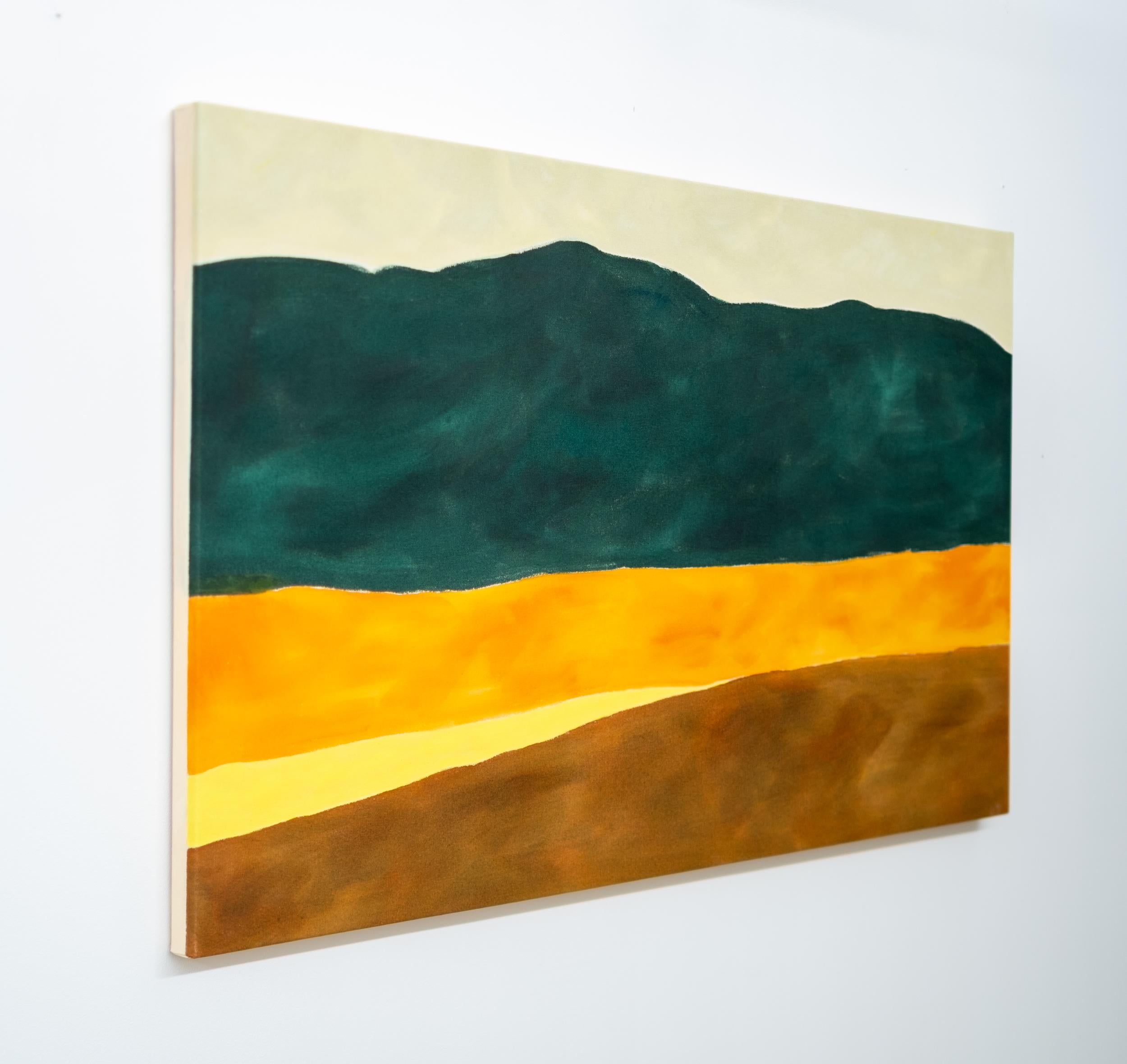 Green Mountain - minimalista, abstracto, paisaje, acrílico sobre lienzo - Painting Abstracto de Pat Service